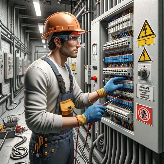 Comprehensive electrical safety guide for electricians, focusing on risk management, protocols, and practices for a secure work environment.